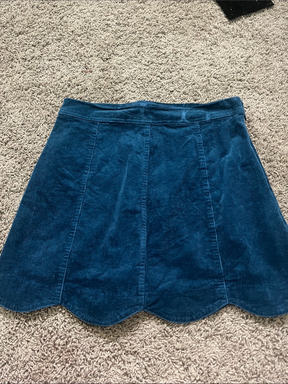 Altar'd State Teal Corduroy Scalloped Skater Skirt